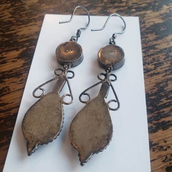 Lapis & Sterling Silver Dangle Hanging Earingd - Picture 6 of 6